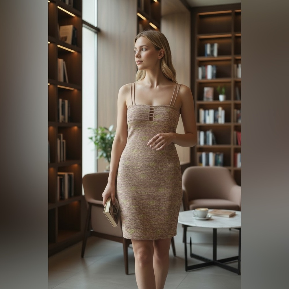 Haute Monde Dress NWOT Pink and Gold Bodycon Sleeveless Plunge *Night Out*